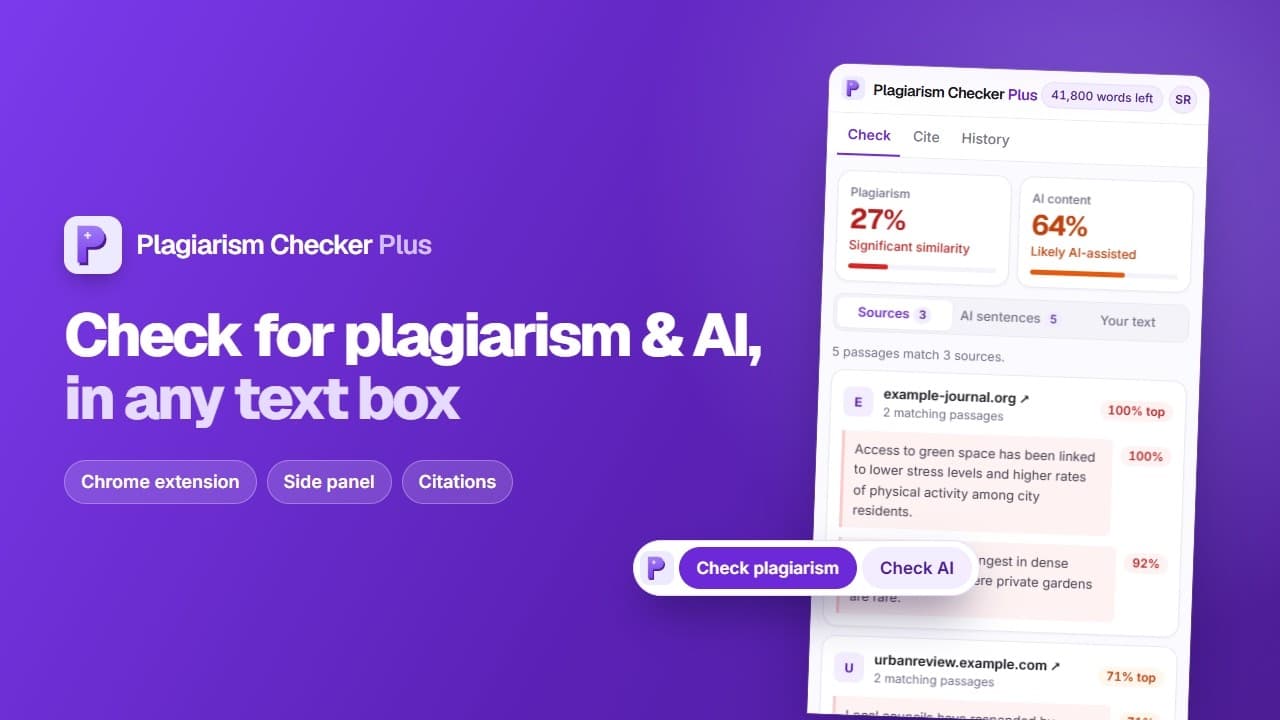 Video thumbnail: Plagiarism Checker Plus Chrome extension demo