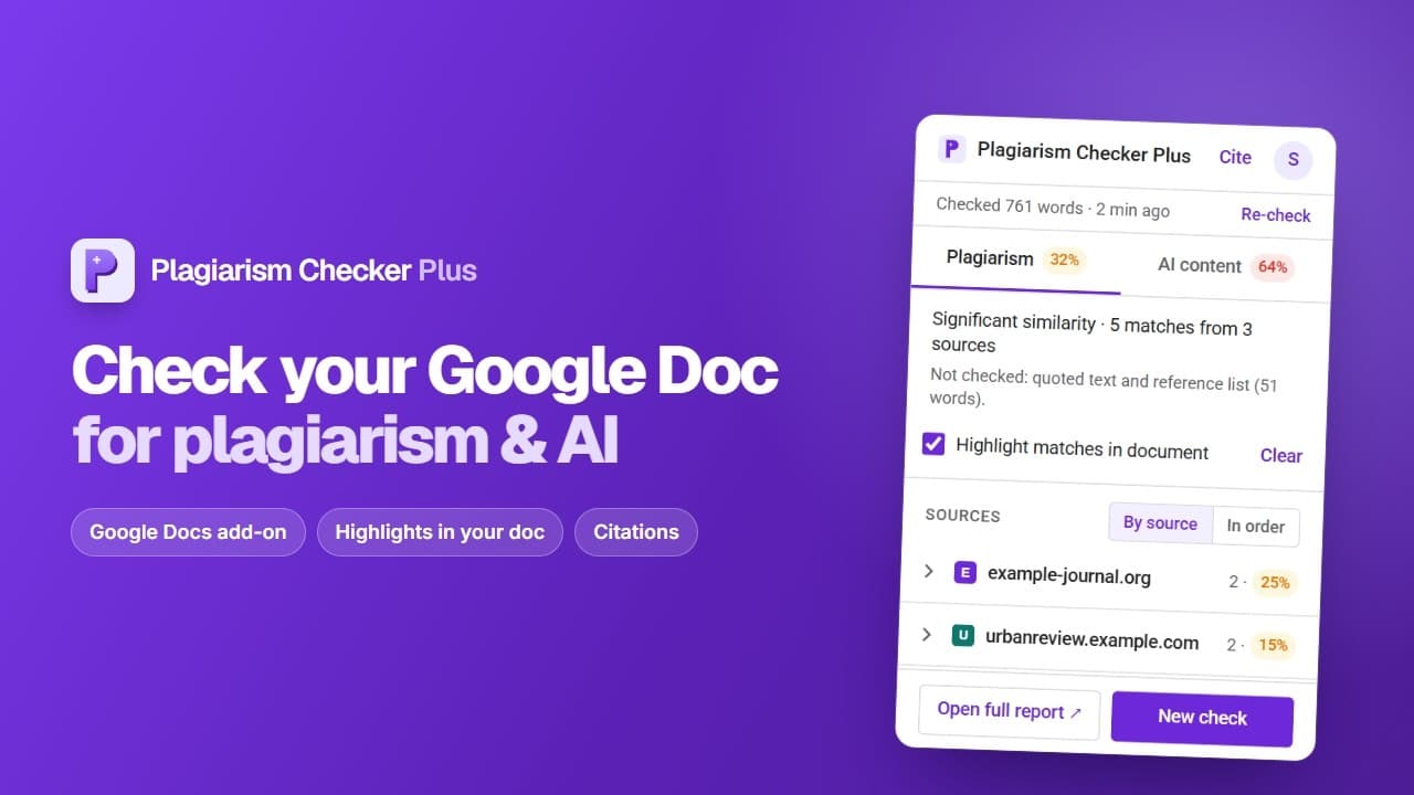 Miniatura del video: demostración de Plagiarism Checker Plus para Google Docs
