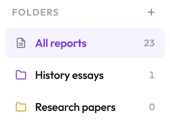 Folders: All reports, History essays and Research papers