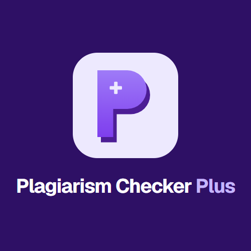 Plagiarism Checker Plus logo: stacked, dark