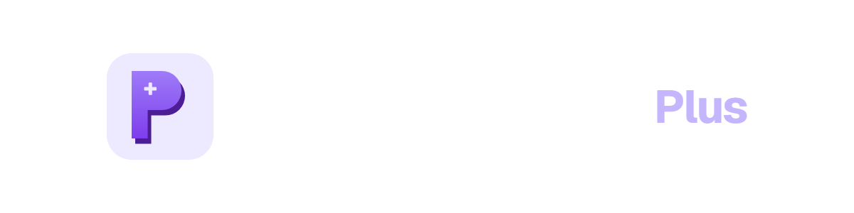 Plagiarism Checker Plus logo: wordmark, white